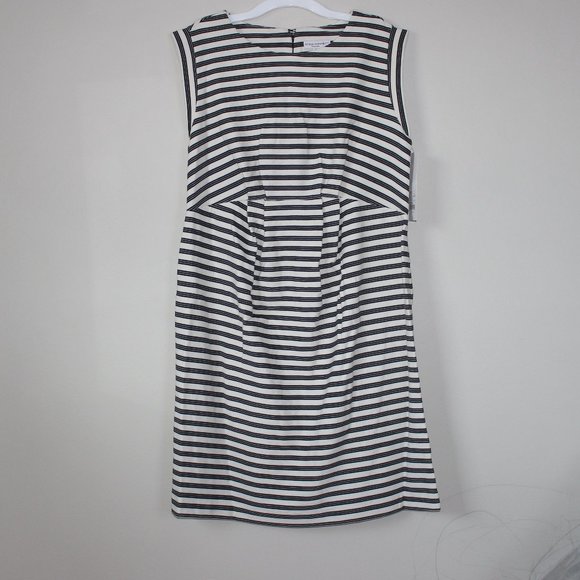 Sleeveless Maternity Dress Women's Black/Cream Striped - Picture 1 of 6